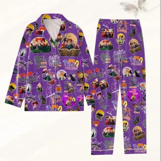 Hocus Pocus Hey Boo I Smell Children Sanderson Sisters Halloween Pajamas Set
