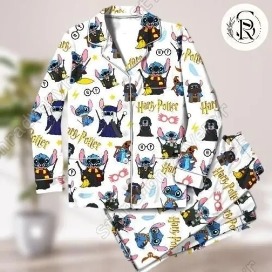 Discover Stitch Halloween Pajamas Set, H@rry Stitch Pajamas Family Set, H@rry Poter Blue
