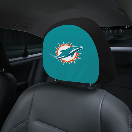 Discover Miami Dolphins themed custom car headrest cover for a fan