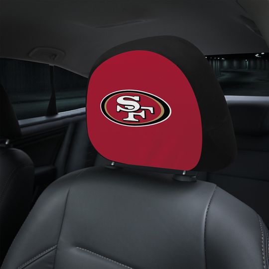 San Francisco 49ers themed custom car headrest cover for a fan