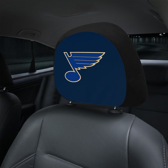 St Louis Blues themed custom car headrest cover for a fan
