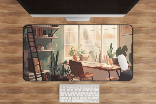 Discover Anime Desk Mat: Lofi Art, Cozy Room, Plant Lover Gift