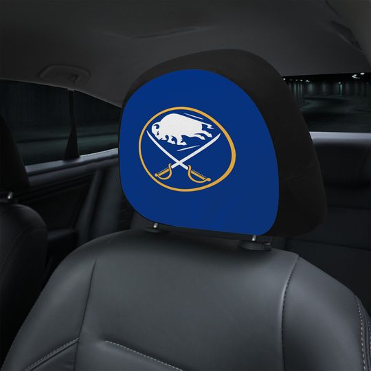 Buffalo Sabres themed custom car headrest cover for a fan