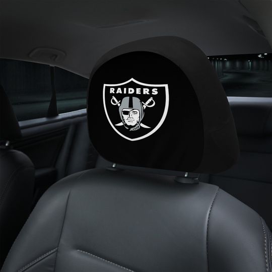 Discover Las Vegas Raiders themed custom car headrest cover for a fan