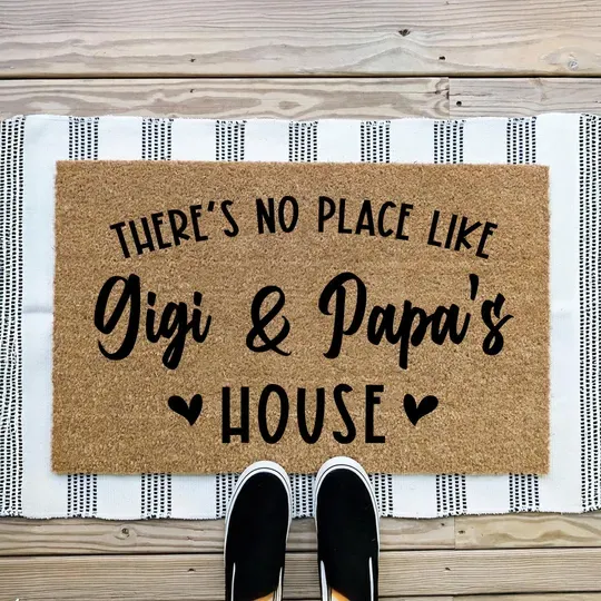 There's No Place Like Gigi And Papa's House Doormat, Custom Family Doormat, New House Decor, Housewarming Gift