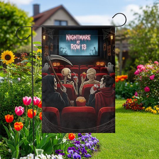 Discover Halloween Garden Flag: Funny Horror Movie Theater Decor