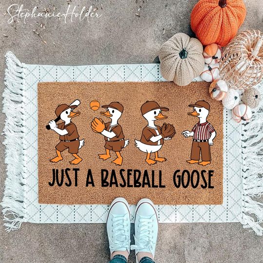 Discover Just A Baseball Goose Doormat, Baseball Mat, Baseball Rug, Baseball Doormat, This House Runs On Baseball Doormat, Gift For Baseball Players