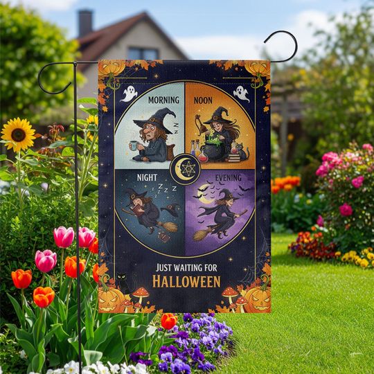 Discover Funny Witch Halloween Garden Flag: Spooky Season Yard Decor