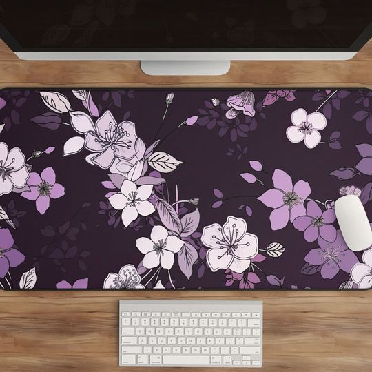 Sakura Purple Mousepad - Cherry Blossom Desk Mat