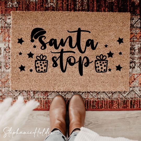 Discover Santa, Santa Doormat, Christmas Doormat, Welcome Mat for Christmas, Santa Stop Here Doormat, Xmas Doormat, Christmas Decor, Xmas Decor Porch