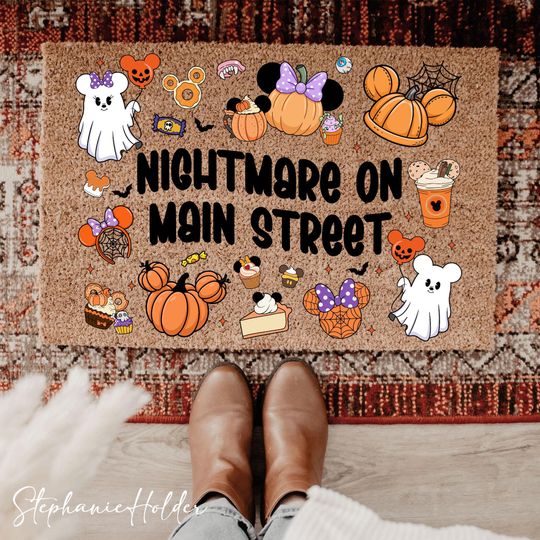 Discover Nightmare On Main Street Doormat, Halloween Fall Autumn Doormat, Halloween Welcome Doormat, Mouse and Friends Door Mat, Halloween Mouse Mat