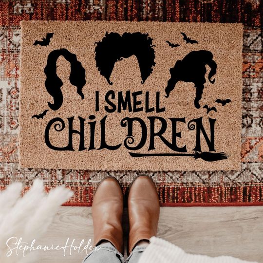Discover I Smell Children Hocus Pocus Doormat, Funny Halloween Welcome Mat, Sanderson Sisters Door Mat, Spooky Entry Rug, Witchy Porch Decor Doormat