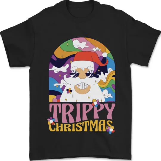 Discover Trippy Christmas LSD Santa Magic Mushrooms T-Shirt Men