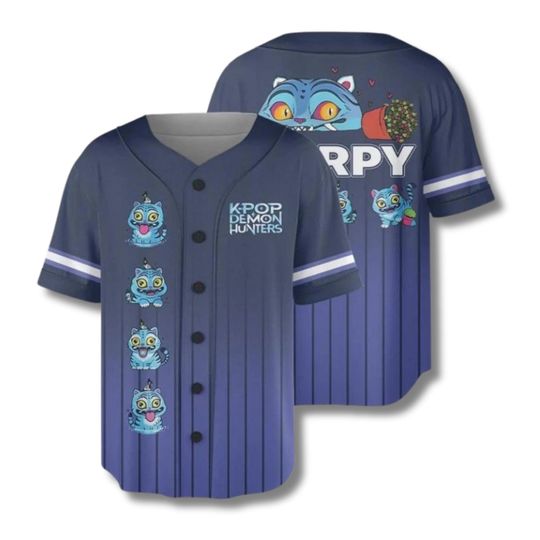 Blue Striped Baseball Jersey: Anime Cartoon Tiger, Personalized Streetwear