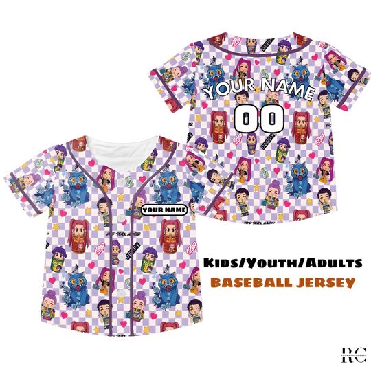 Discover Personalized Kpop Demon Hunters Baseball Jersey, Baseball Jersey For Adults Youth Kids