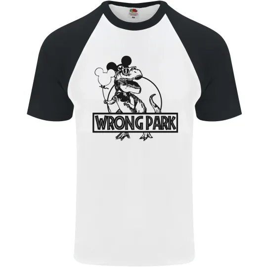 Discover Wrong Park T-Rex Dinosaur Baseball T-Shirt for Men