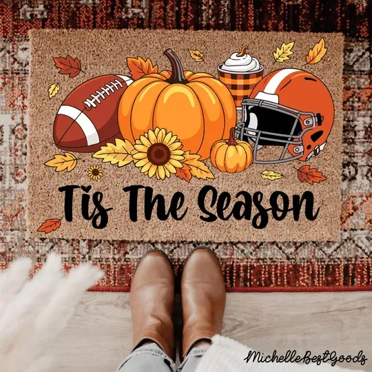 Fall Doormat, Tis The Season Doormat, Autumn Door Mat for Fall Decorations