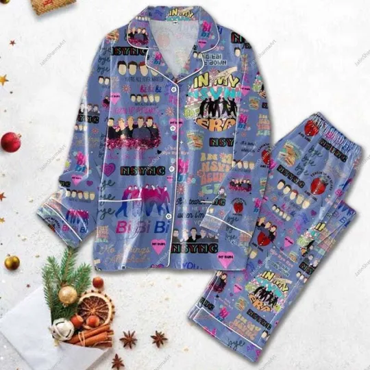Nsync Pajamas Set, Nsync Thick Pajamas, Nsync Band Holiday Pajamas, Nsync Womens