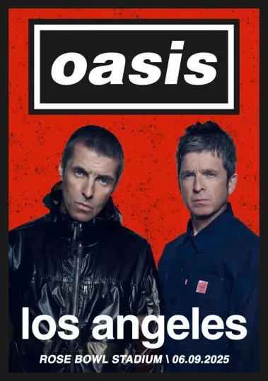 Oasis Live 25 Tour Poster in Pasadena USA at Rose Bowl Stadium