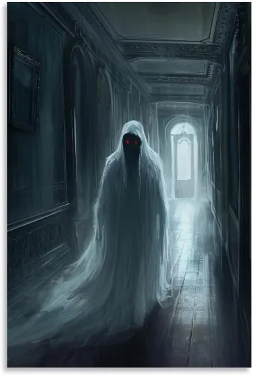 Discover FireDeer Vintage Halloween Wall Art, Ghost at Long Hallway Vertical Canvas Print