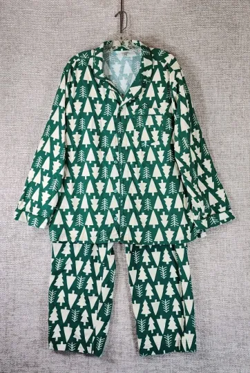 Discover Hanna Andersson Flannel Pajama Set Unisex Adult Large Green Tree Button Top