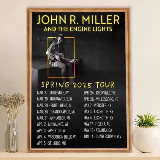 Discover John R. Miller Tour 2025 Poster Country Folk Music Wall Art Vertical Print