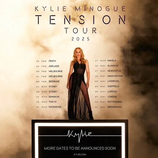 Discover Kylie Minogue Tour 2025 Poster - TENSION TOUR