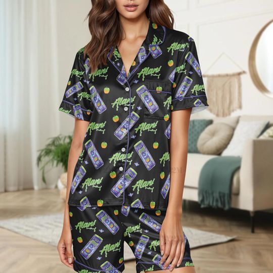 Discover Alani Nu Witch's Brew Energy Drink Halloween Pajamas, Spooky Ghost Alani Short Pajamas, Ghost Energy Drink Horror Sleepwear