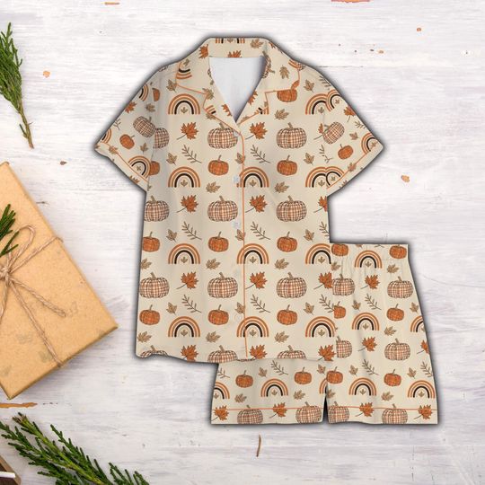 Cozy Fall Aesthetic Satin Pajamas, Cozy Season Pajamas Set, Autumn Pajamas, Cozy Fall Christmas Pajamas, Idea Gift For Her, Birthday Gift