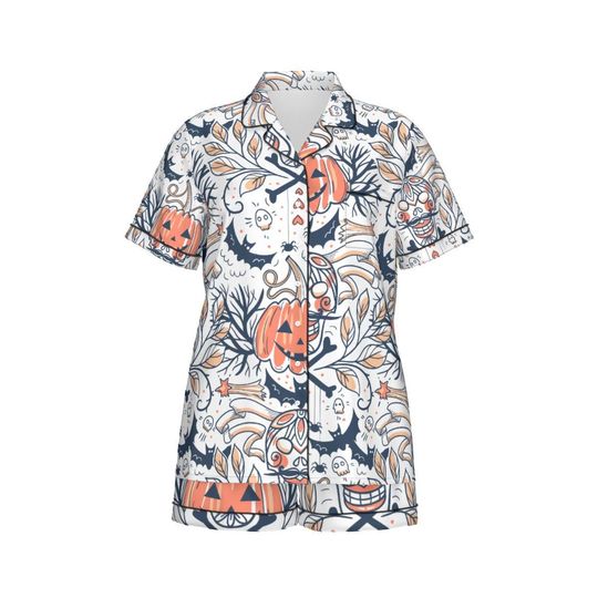 Womens Halloween Pajama Set, Spooky Sleepwear, Cozy Fall PJs, Halloween Themed Lounge Set, Cute Hal