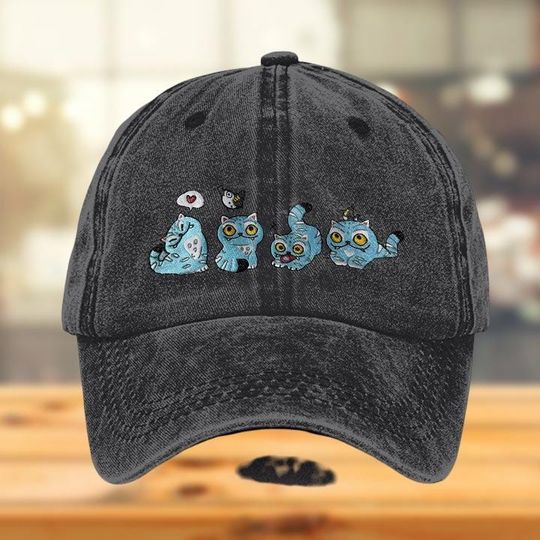 Discover Derpy Demon Tiger Baseball Cap, Cute Blue Tiger Hat, Kpop Saja Demoncore Aesthetic Hat, Kawaii Tiger Unisex Hat, Korean Fans Merch