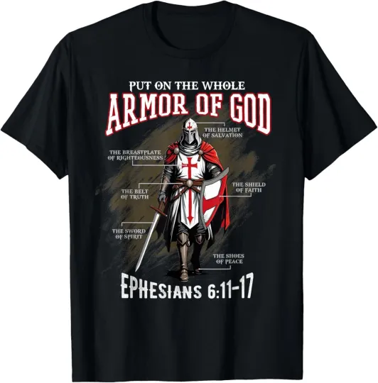 Discover Full Armor of God Christian T-Shirt for Men Women Kids Bible Verse Gift
