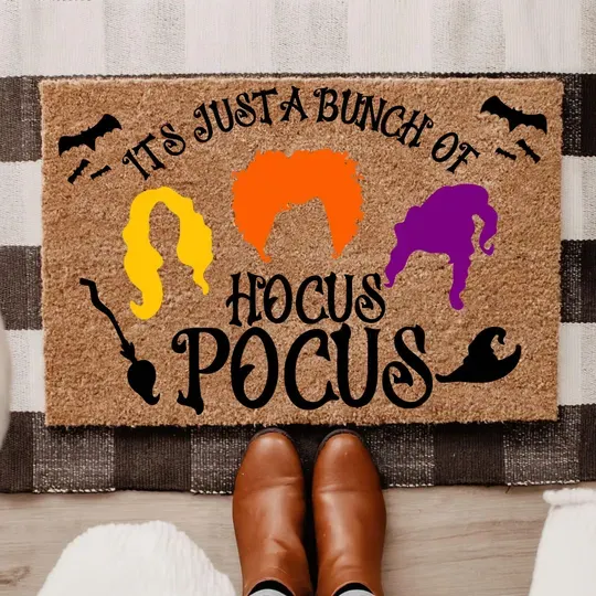 It's Just A Bunch Of Hocus Pocus Doormat, Halloween Decor, Funny Welcome Doormat Housewarming Gift, Welcome Mat, Fall Halloween Decor