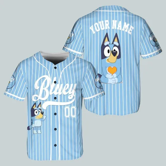 Discover Personalized Blue Dog Baseball Jersey