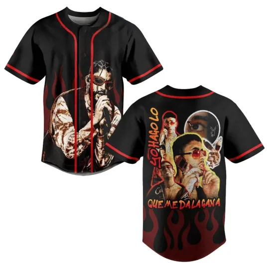 Bad Bunny Yohagolo Quemedalagana Baseball Jersey With Sewn Trim