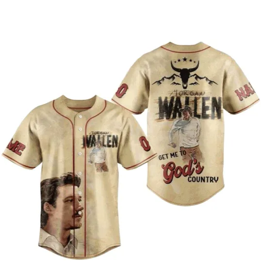 Wallen Western Get Me To God’s Country Jersey, Country Tour Baseball Shirt Person