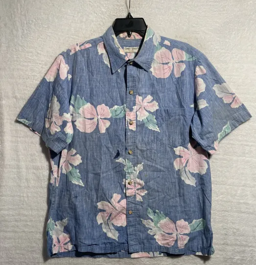 Vintage 90s Cooke Street Hawaiian  Shirt Men’s Large Blue Floral