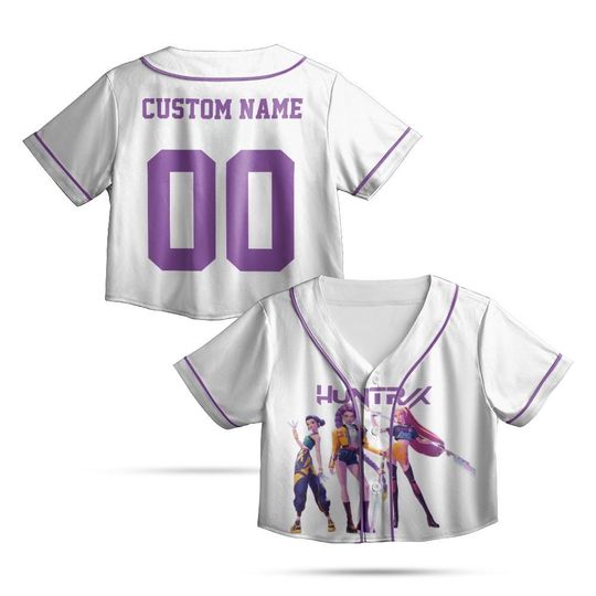 Personalized Kpop Demon Hunters Crop top Baseball Jersey, Gift for Huntrix fan