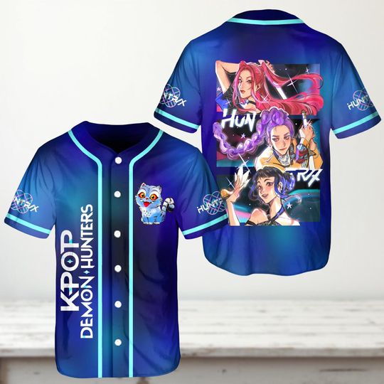 Discover Kpop Demon Hunters Baseball Shirt, Anime Kpop Girl Group Concert Outfit