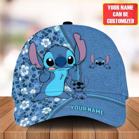 Discover Personalized Name Stitch Classic Cap, Lilo & Stitch Baseball Cap, Disney Trip Women Cap, Cartoon Characters Classic Hats, Vacation Gift