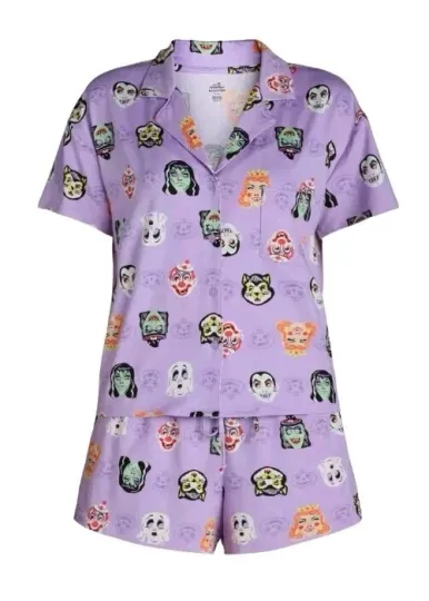Discover Way To Celebrate Monster Print Purple Shorty Pajama Set - Women's Size L (12-14)