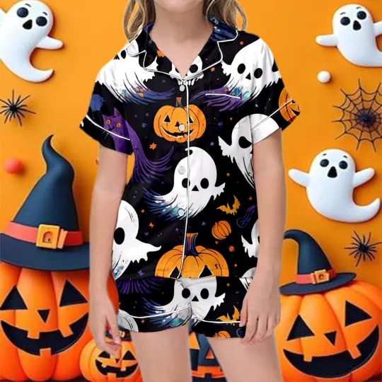 Girls Halloween Outfits Cute Fashion Short Sleeve Shorts Pajama Set For Toddler