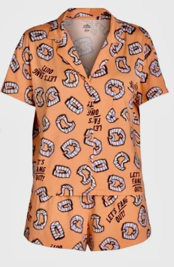 Halloween Fangs Shorty Pajama Set Large / L - Way To Celebrate -  New