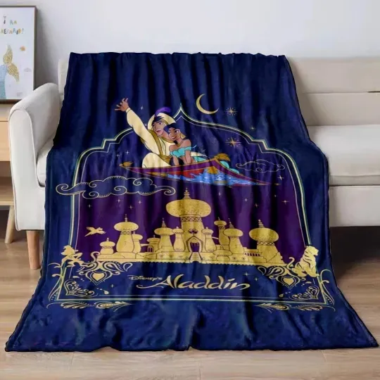 Disney Aladdin Blanket Jasmine Magic Carpet Palace Throw Fleece Blanket, Blanket