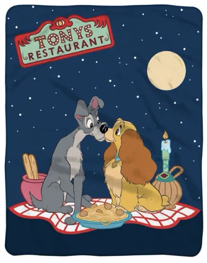 Discover Disney Lady and the Tramp Date Night 46" x 60'' Warm Silky Soft Throw
