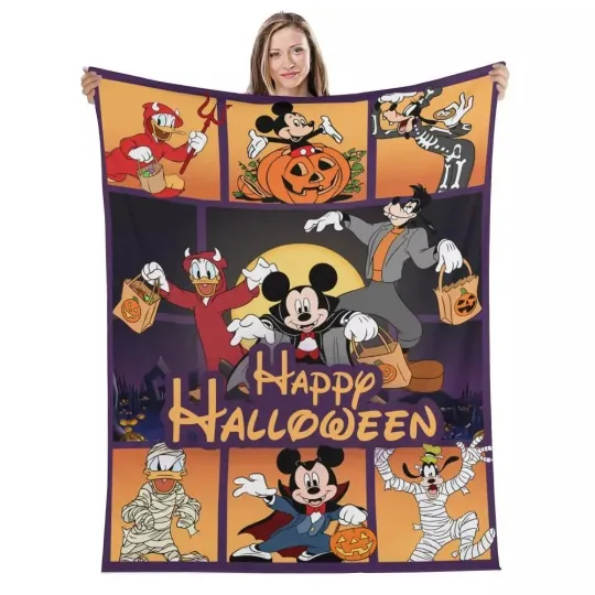 Halloween Disney Mickey Goofy Donald Fleece Blanket