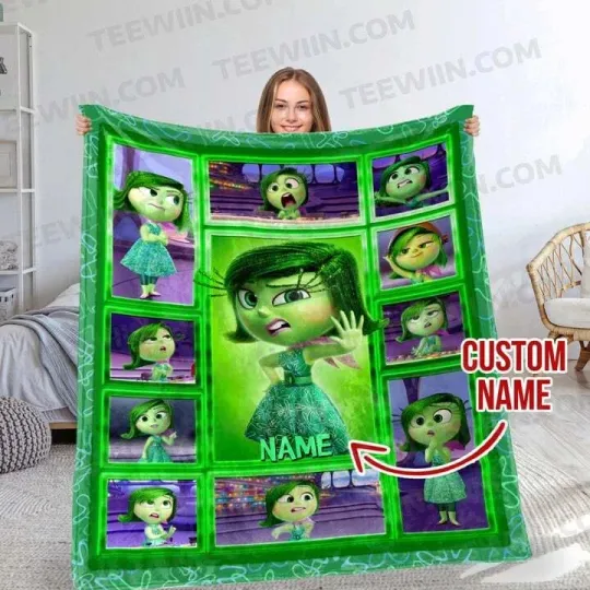 Discover Personalized Disney Disgust Inside Out Blanket, Inside Out Custom Fleece Blanket