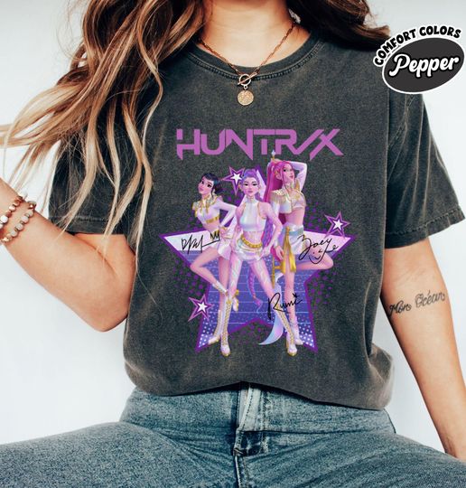 Huntrix Girl Kpop Demon Hunters Kid Shirt Mira Rumi Zoey Tee Huntrix Kids Shirt Kawaii Tshirt