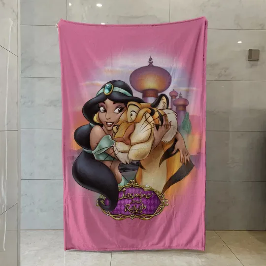 Disney Blanket Cartoon Aladdin, Jasmine And The Rajah Fleece Blanket