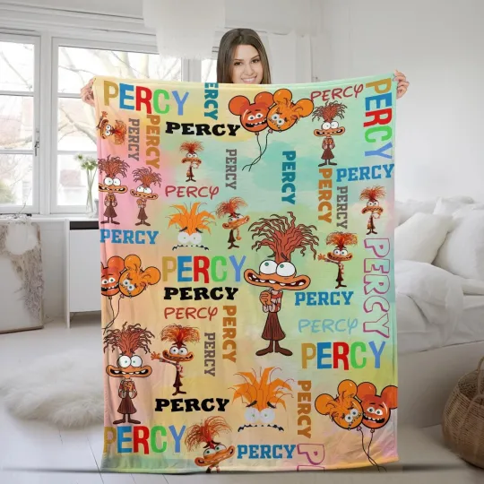 Personalized Watercolor Disney Inside Out Blanket, Blanket Home Decoration